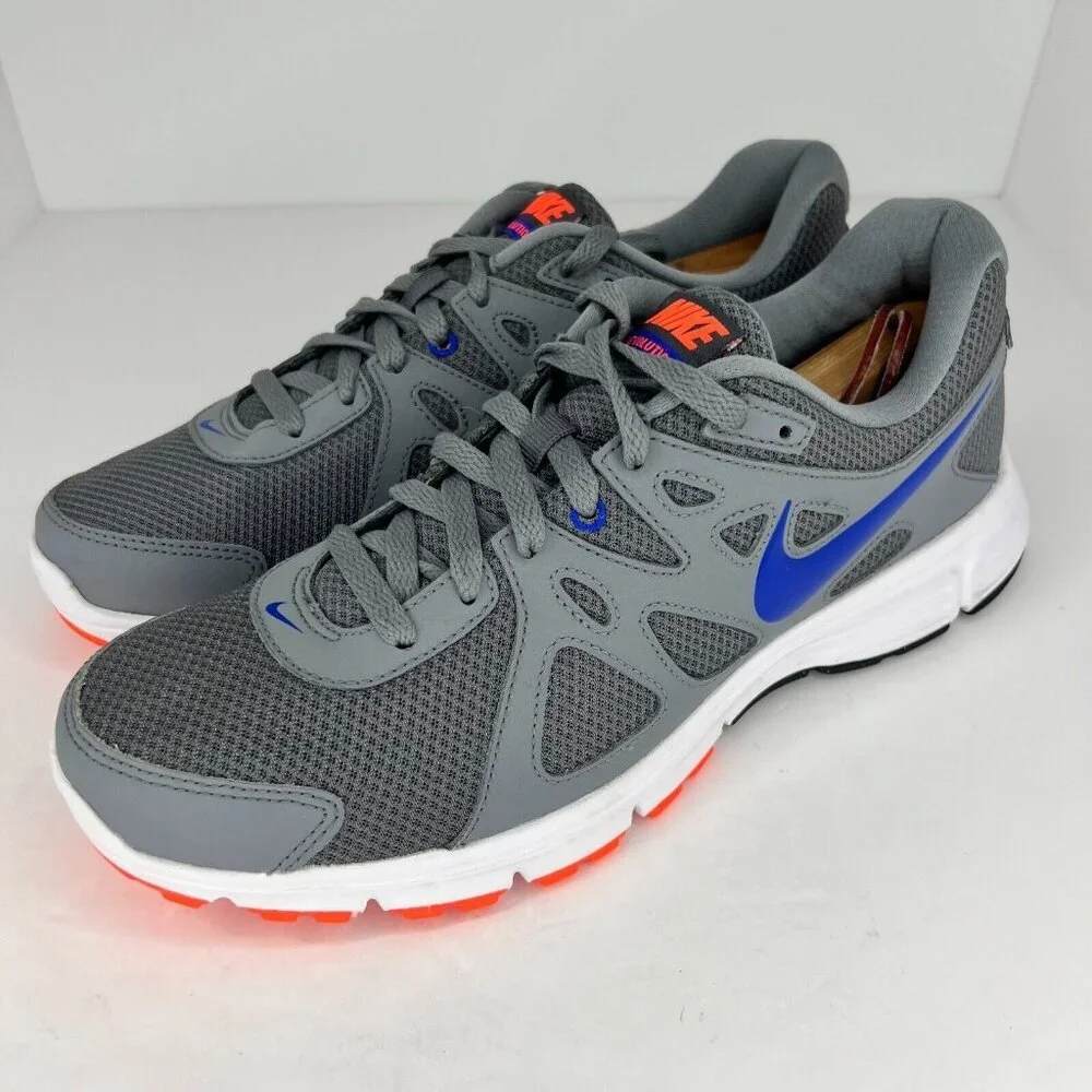Nike Mens 554953-018 Gray Orange Revolution 2 Low Top Mesh Size 11 Running Shoes